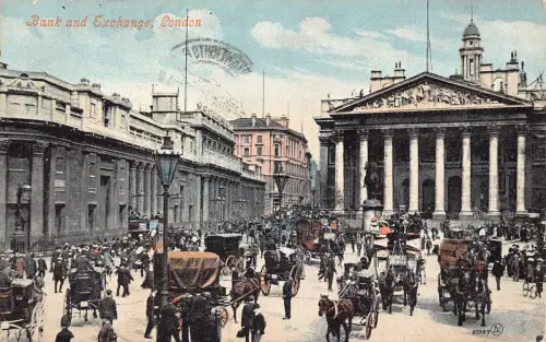A947 England 1906 Bank and Exchange London Carriages Vintage Postkarte