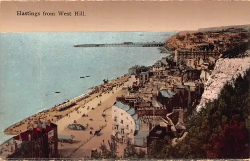 A947 England Hastings from West Hill Vintage Postkarte