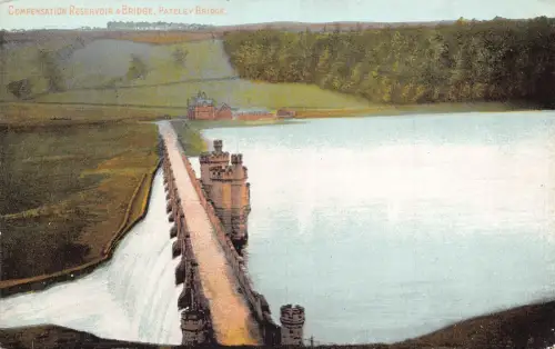 A945 England Pateley Bridge Compensation Reservoir and Bridge Vintage Postkarte