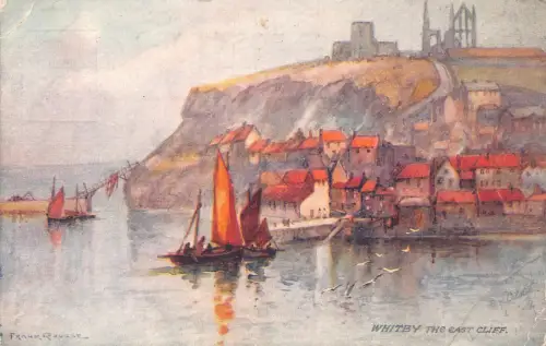 A945 England Whitby The East Cliff Segelboot Kunst Vintage Postkarte