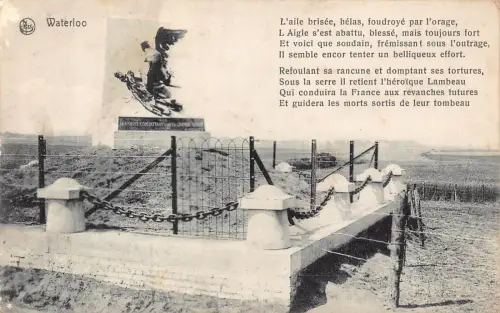 A960 Belgien Waterloo Denkmal Gedicht Vintage Postkarte