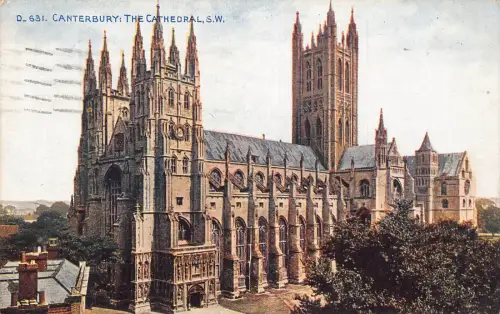 A953 England 1916 Canterbury Cathedral SW Vintage Postkarte