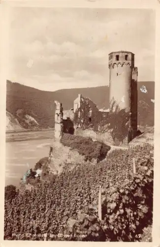 A955 Deutschland Ruine Ehrenfels am Binger Loch RPPC Vintage Postkarte