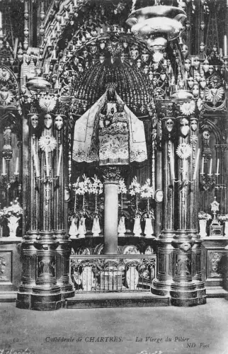 C056 Frankreich Kathedrale de Chartres La Vierge du Pilier Vintage Postkarte