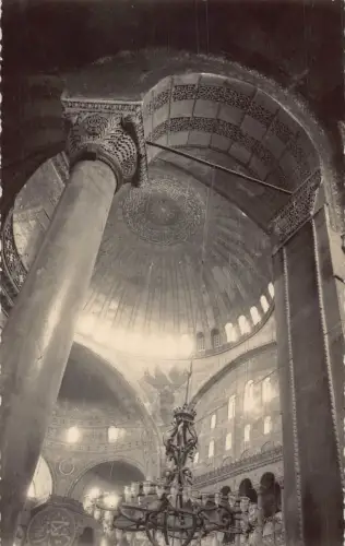 A955 Türkei Sophien Moschee Innenraum Istanbul RPPC Vintage Postkarte