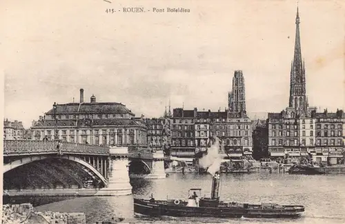 C060 Frankreich Rouen Pont Boieldieu Vintage Postkarte