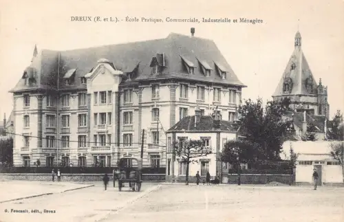 C060 Frankreich Dreux Ecole Patique Vintage Postkarte