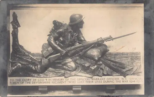 A983 England 1922 Soldat Monument of WWI in Battle Riffle RPPC Postkarte