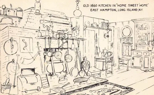 A988 US NY Long Island East Hampton Küche in Home Sweet Home Vintage Postkarte