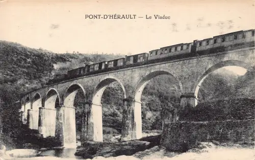 Frankreich Pont d'Herault Viaduc Viadukt Dampflok Vintage Postkarte B751