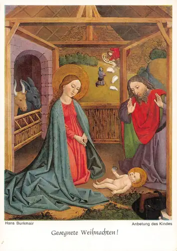 Weihnachtsgrüße Hans Burkmair Kunst Anbetung der Kindes Jesus Postkarte B749