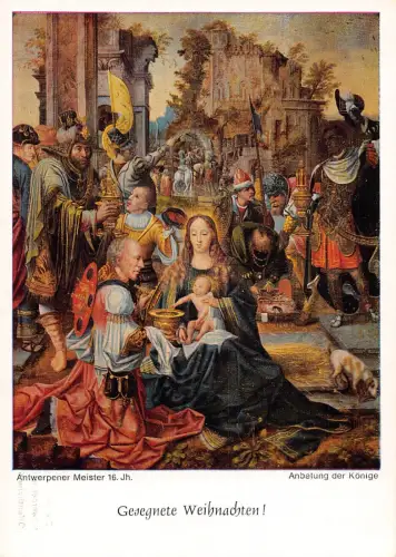 Weihnachtsgrüße Antwerpen Meister Anbetung der Koenige Postkarte B749