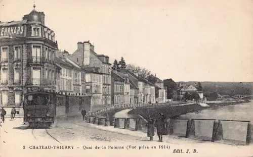 Frankreich Chateau-Thierrry Quai de Poterne Zug Eisenbahn Postkarte B751