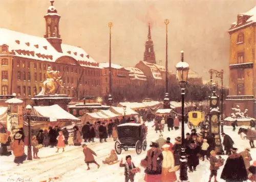 Kunst von Otto Fritzsche Markt Striezelmarkt Neustarder Dresden 1993 AK B734