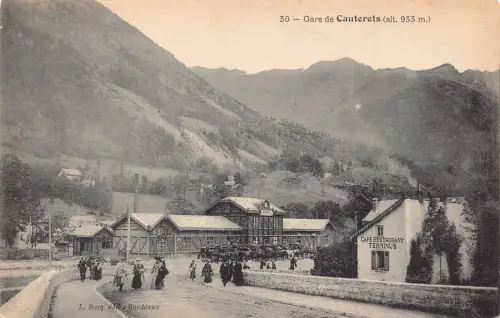 Frankreich Gare de Cauterets Cafe Restaurant Endstation Bahnhof Postkarte B751