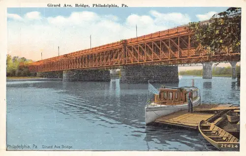 US Pennsylvania Philadelphia Girard Avenue Bridge Vintage Postkarte