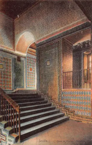 Spanien Sevilla Casa de Pilatos Escatera Treppe Vintage Postkarte