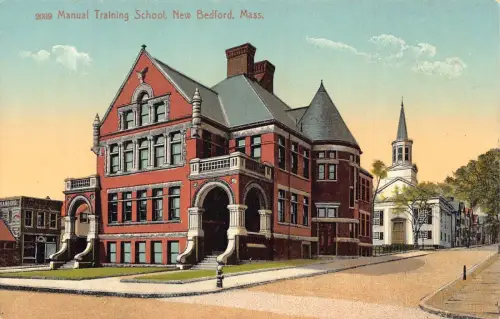 US Massachusetts New Bedford Manual Training School Vintage Postkarte
