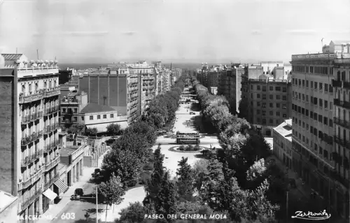 Spanien Barcelona 1950 Paseo del General Mola RPPC Vintage Postkarte