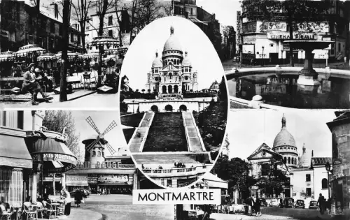 Frankreich Paris Montmartre Moulin Rouge Restaurant Kino Pigalle RPPC Postkarte