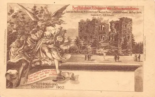A108 Deutschland 1902 Burg Rüdesheim Schumweinkellerein Muse Lire Soldat Postkarte
