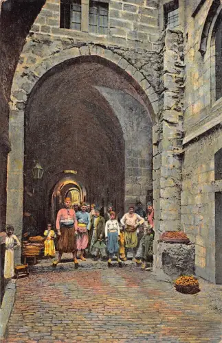 Israel Jerusalem Tor der Gerechtigkeit Kinder Vintage Postkarte