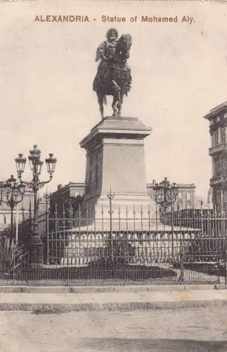 Ägypten Alexandria Statue von Mohamed Aly Vintage Postkarte