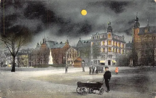 A109 Deutschland 1910 Neumünster Groß Flecken Junge Wagen Mondschein Vintage Postkarte