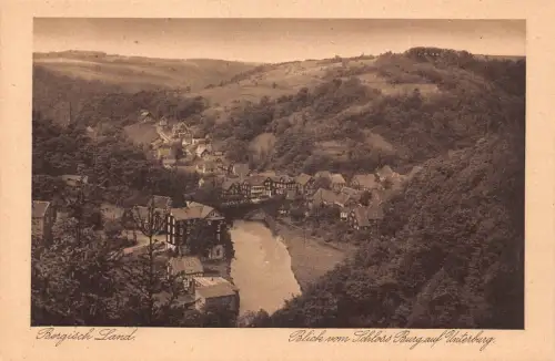 A107 Deutschland Bergische Landansicht von Schloss und Unterburg Vintage Postkarte