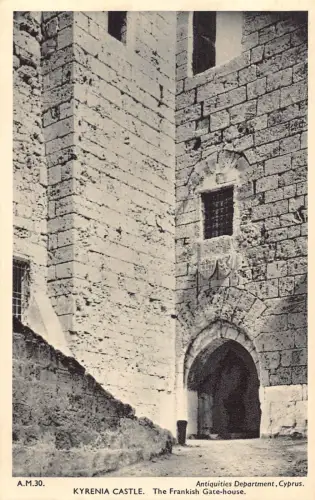 Zypern Kyrenia Schloss Fränkisches Tor Haus Vintage Postkarte