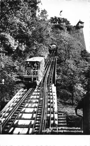 Österreich Salzburg Drahtseilbahn Festung Hohensalzburg Standseilbahn RPPC Postkarte