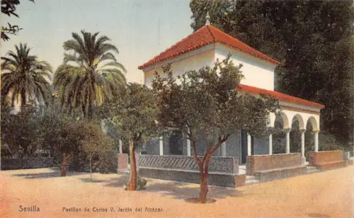 Spanien Sevilla Pavillon de Carlos V Jardin del Alcazar Vintage Postkarte