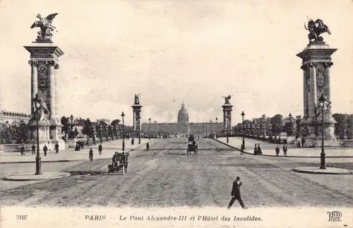 Frankreich Paris Pont Alexandre III l'Hotel des Invalides Vintage Postkarte
