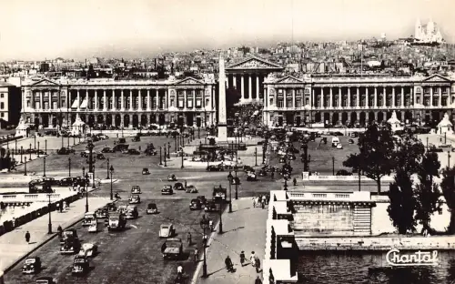 Frankreich Paris Gesamtansicht Place de la Concorde Autos Oldtimer Postkarte