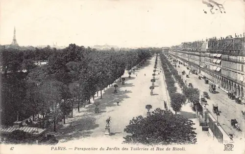 Frankreich 1918 Paris Jardin des Tuileries et Rue de Rivoli WWI Feldpostkarte