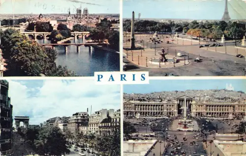 Frankreich Paris 1958 Seine Brücken Concorde Champs Elysees Postkarte