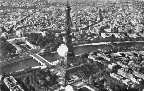 Frankreich Paris 1951 Tour Eiffel Luftaufnahme Vintage Postkarte