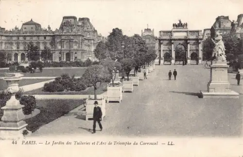 Frankreich Paris 1918 Jardin des Tuileries l'Arc de Triomphe du Carrousel Postkarte