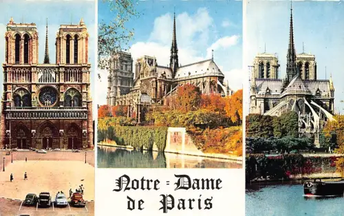 Frankreich Paris Notre-Dame Kirche verschiedene Sehenswürdigkeiten Vintage Postkarte