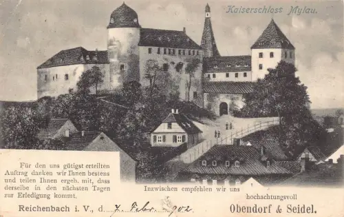 A109 Deutschland 1902 Kaiserschloss Mylau Reichenbach Zitadelle Vintage Postkarte