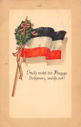 A111 Flagge Deutsches Reich 1914 Vaterländische Blätter Krone Zitat 1. Weltkrieg Feldpostkarte