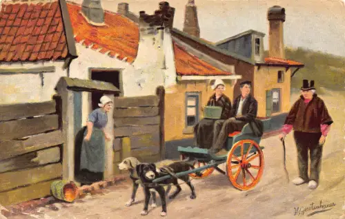 Deutschland Niederlande 1910 Hunde gezogener Wagen Vintage Postkarte