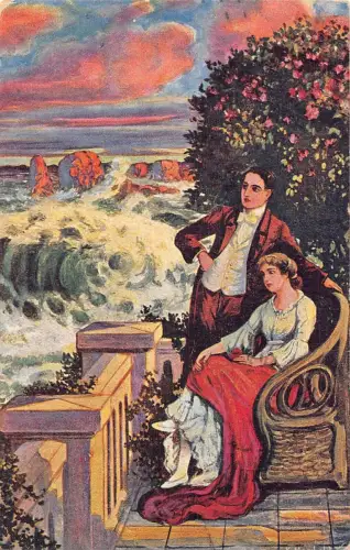 L086 Paar am Meer 1917 zensiert signiert K. Marhold Fantasy Vintage Postkarte