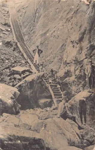 L366 Chanel Inseln England 1906 Jersey Teufelsloch Treppe Höhle Postkarte
