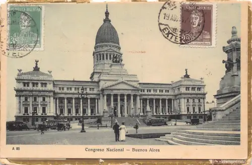 L361 Argentinien Congreso Nacional Buenos Aires Straßenbahnen Autos Postkarte