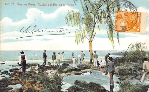 L360 Argentinien Buenos Aires Costa del Rio de la Plata Menschen Litho Postkarte