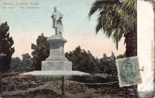 L361 Argentinien 1909 Statue von Eduardo Costa Buneos Aires Litho Vintage Postkarte