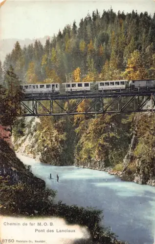 L366 Frankreich Chemin de fer MOB Pont des Lanciaux Brücke Vintage Postkarte