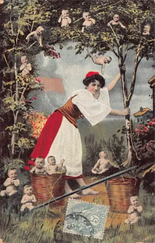 L085 Surrealismus Grüße 1906 Multi Babys Comic Fantasy Postkarte