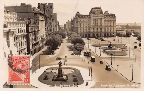 L361 Argentinien 1937 Buenos Aires Avenida Leandro N Alem Autos Straßenbahn Postkarte